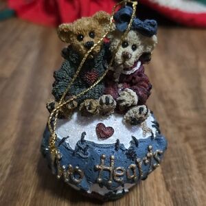 Boyds Bears Two Hearts Ornament with Red and Blue Details
